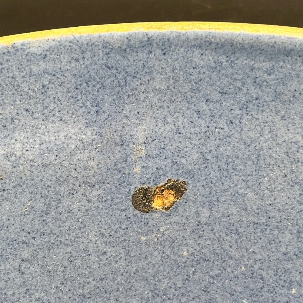Antique Star Fire Clay Blue Glaze Stoneware Bowl Star Leaf Fleur De Lis Embossed